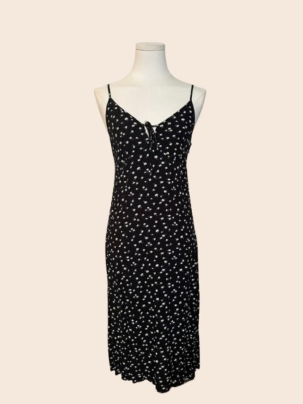 Hollister Black & White Floral Spaghetti Strap Midi Dress Size Small